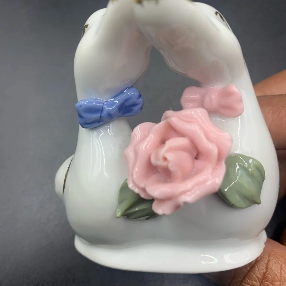 2/Porcelain Ducks & Doves Mini Bud Vases